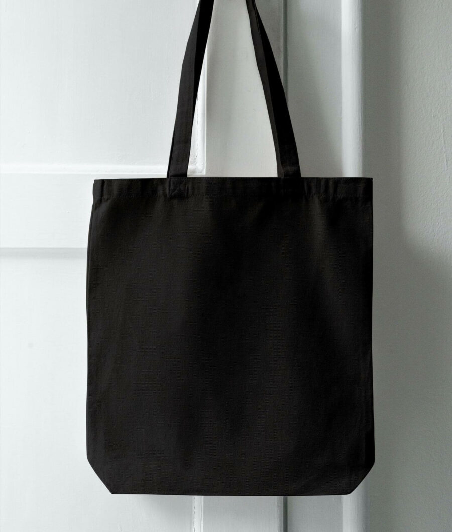 Plain Black canvas tote bag with zipper closure