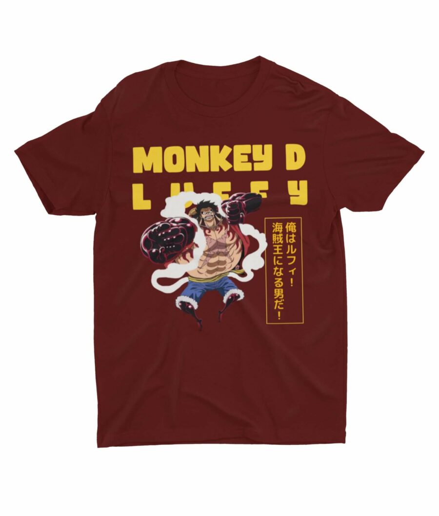 Monkey D Luffy One Piece Oversized T-Shirt in Maroon