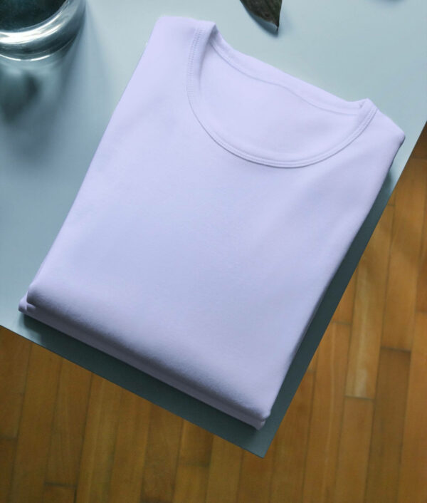 Basic Plain Lavender Tshirt flat lay folded mockup