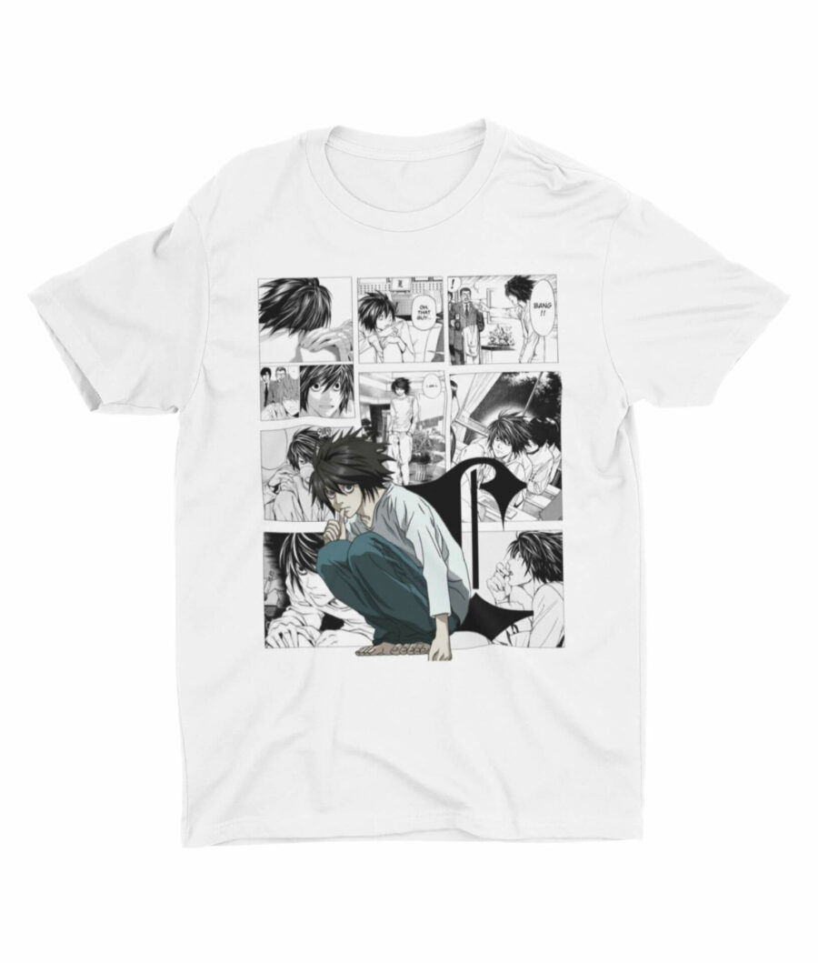 L Death Note Oversized T-Shirt Flat Lay in White